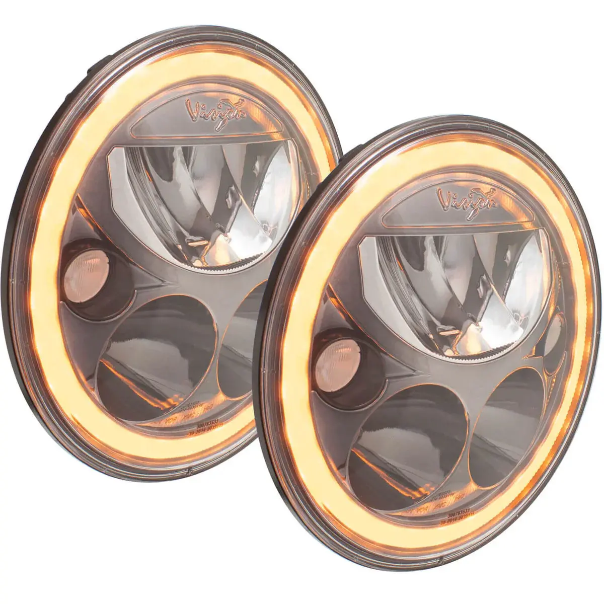 Vision X 7" Led Headlights Black Chrome Amber Halo For '07-'18 Jeep Wrangler Jk 1