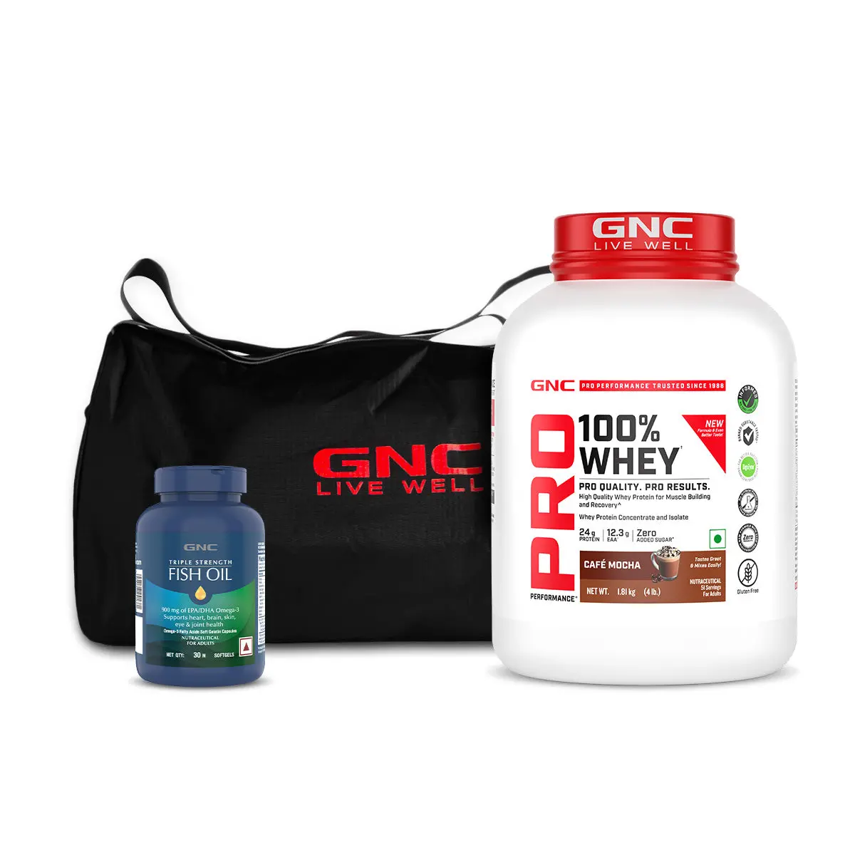 Gnc 100% Whey Protein (New Formulation) With Triple Strength Fish Oil & Gym Bag (New Formulation) 2