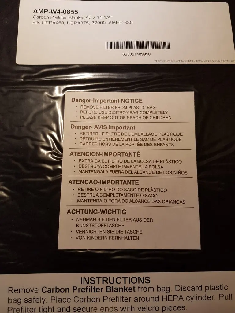 Amp-W4-0855 Carbon Prefilter Blanket 1