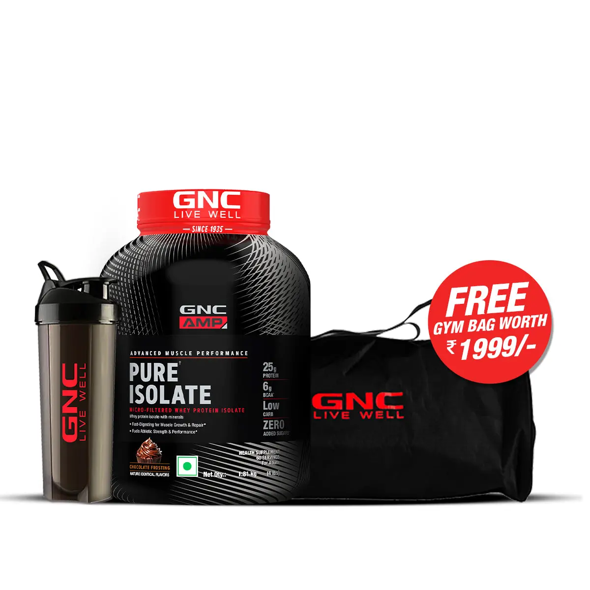 Gnc Amp Pure Isolate (Low/Zero Carb) With Gym Bag 1