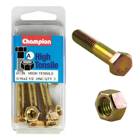 Champion Bolt And Nuts 2-1/2” X 5/16  Bc26 1