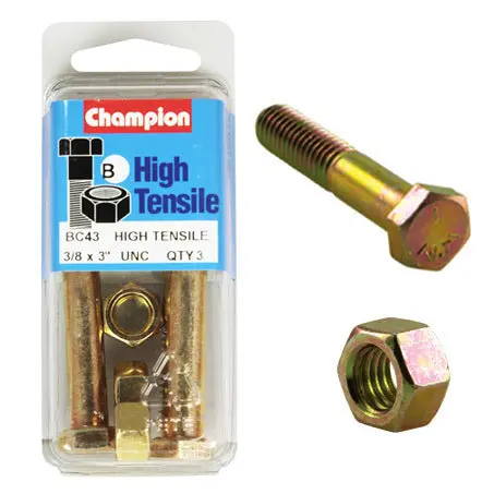 Champion Bolt And Nuts 3” X 3/8 Bc43 1