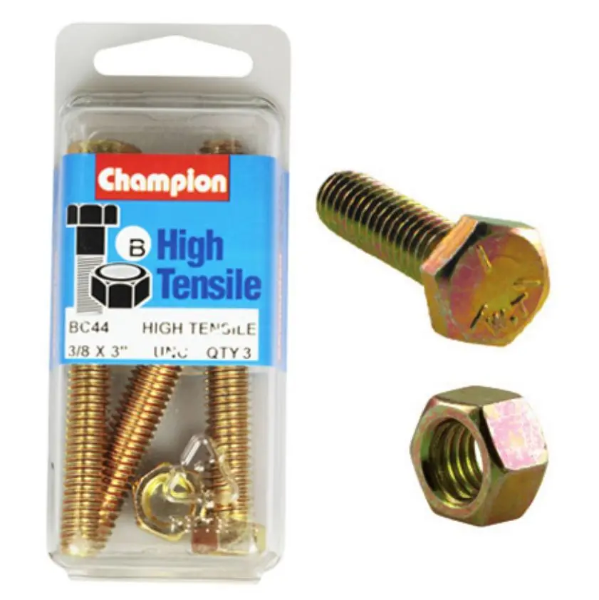 Champion Fully Threaded Set Screws And Nuts 3” X 3/8 Bc44 1