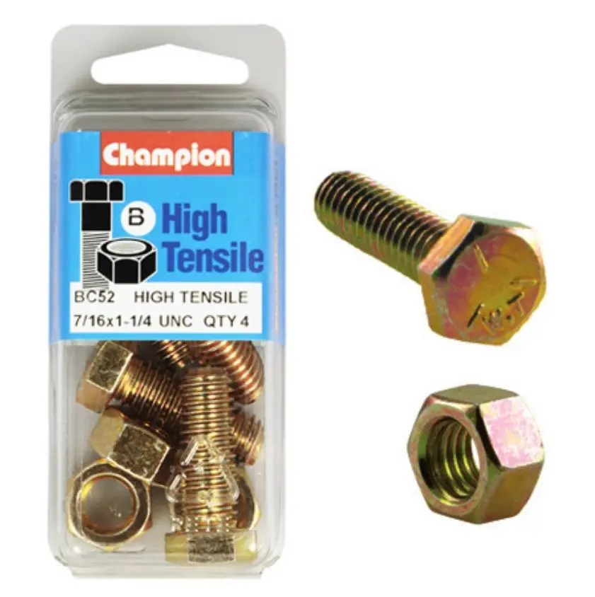 Champion Fully Threaded Set Screws And Nuts 1-1/4” X 7/16 Bc52 1
