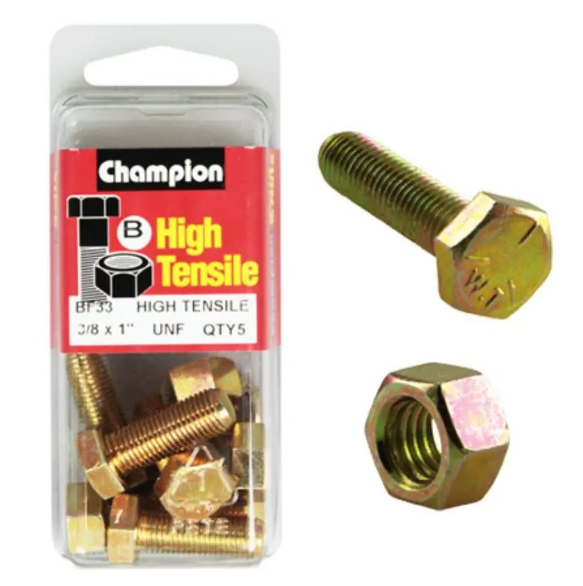 Champion Fully Threaded Set Screws And Nuts 1” X 3/8 Bf33 1