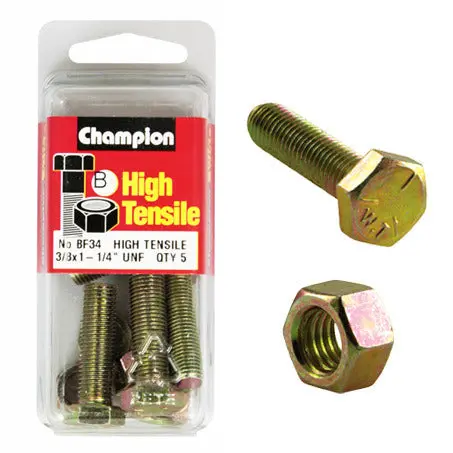 Champion Fully Threaded Set Screws And Nuts 1”-1/4 X 3/8 Bf34 1