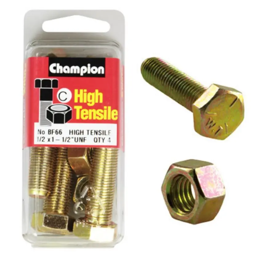 Champion Fully Threaded Set Screws And Nuts 1-1/2” X 1/2 Bf66 1