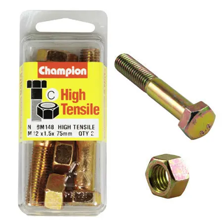 Champion Fully Threaded Set Screws And Nuts 12 X 75 X 1.5 Mm- Bm148 1