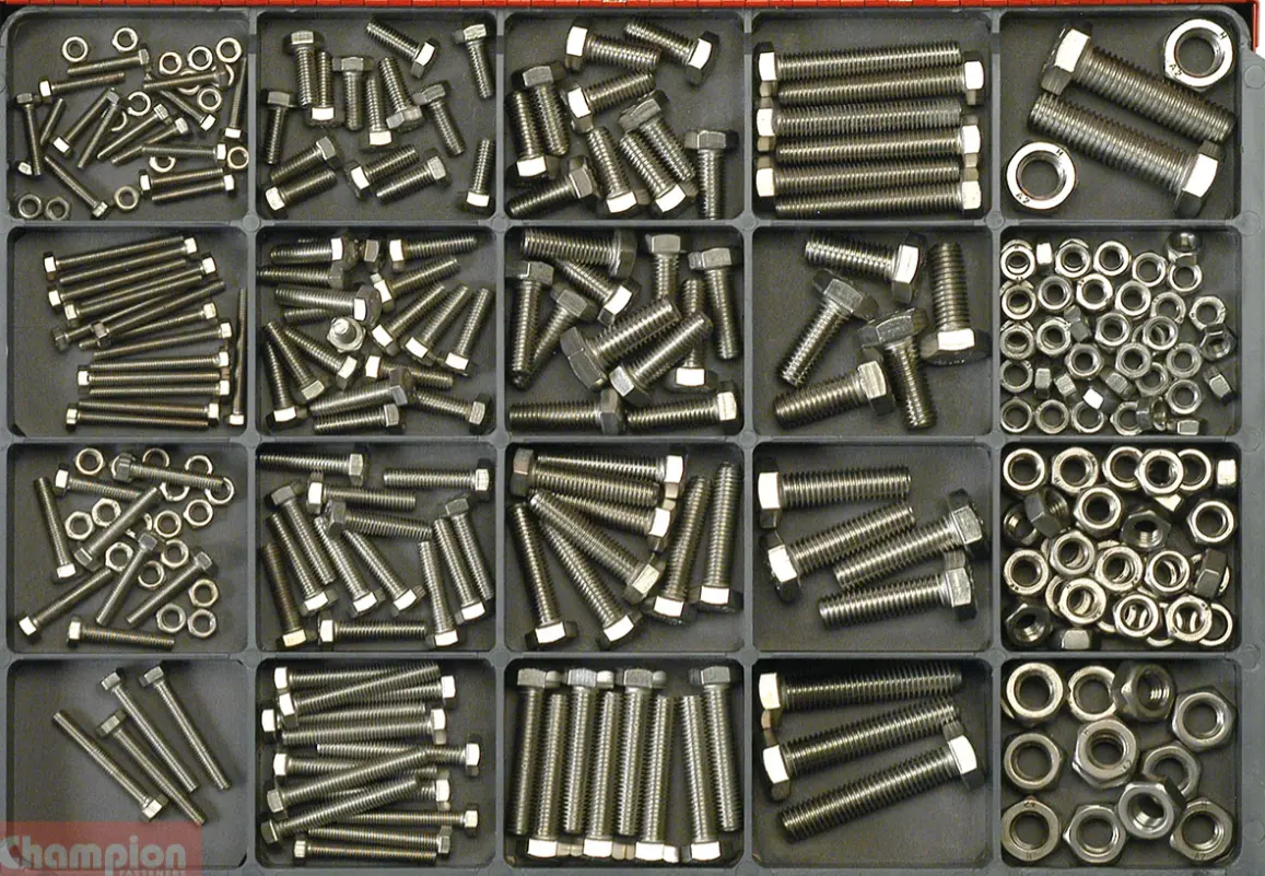 Champion Metric Set Screw & Nut S/Steel Master Kit 17 Sizes: M4 To M12 Dia Ca1880 1