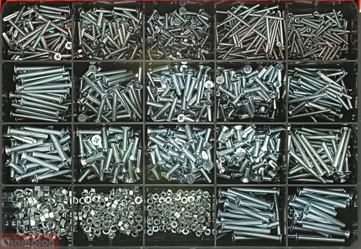 Champion Phillips Countersunk Machine Screws & Nuts Master Kit 20 Sizes: M3 To M6 Dia Ca2710 1