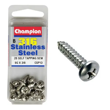 Champion Self Tapping Pan Head Screws 8G X 3/8 “ Csp13 1