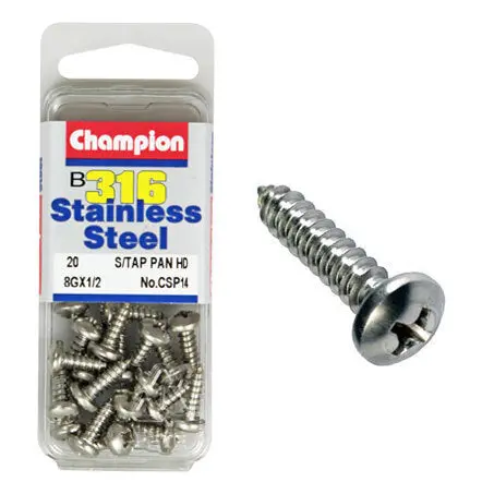 Champion Self Tapping Pan Head Screws 8G X 1/2 “ Csp14 1