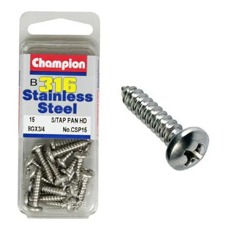 Champion Self Tapping Pan Head Screws 8G X 3/4 “ Csp15 1
