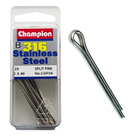 Champion Split Pin Fasteners S/S 2.0 Mm X 40 Mm  Csp24 1