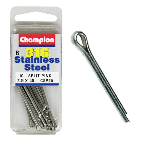 Champion Split Pin Fasteners S/S 2.5Mm X 40Mm  Csp25 1