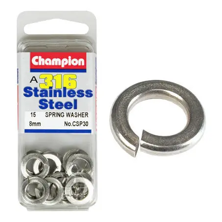 Champion Spring Washers- Fasteners S/S 8Mm  Csp30 1