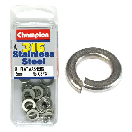 Champion Flat Washers- Fasteners S/S 6Mm  Csp34 1