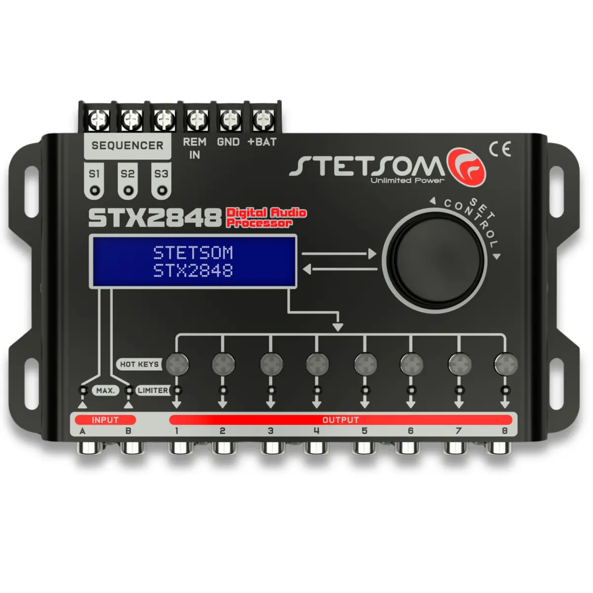 Stetsom Stx 2848 Dsp Crossover & Equalizer 8 Channel Full Digital Signal Processor (Sequencer) 2.8 1