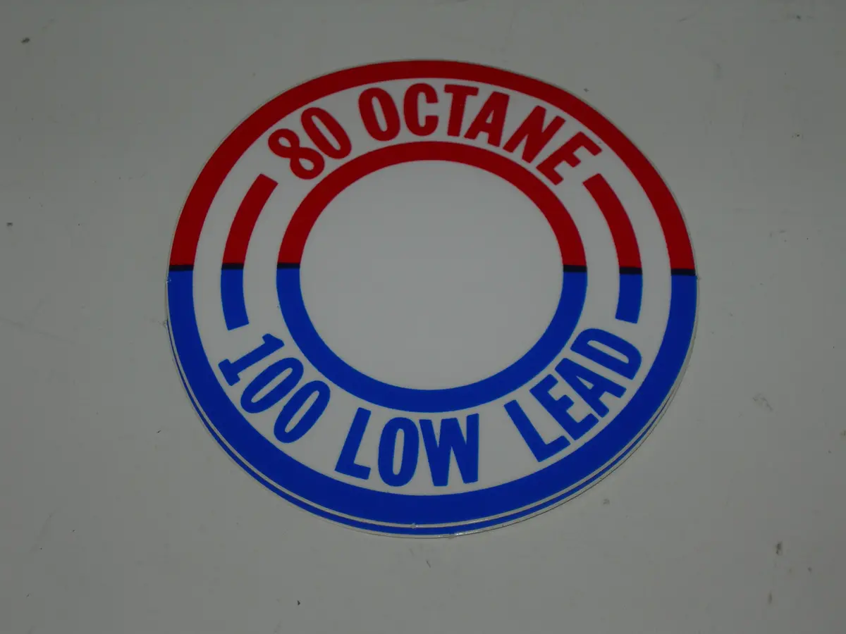Placard, Fuel - 80 Octane/100 Low Lead - Red/Blue 1