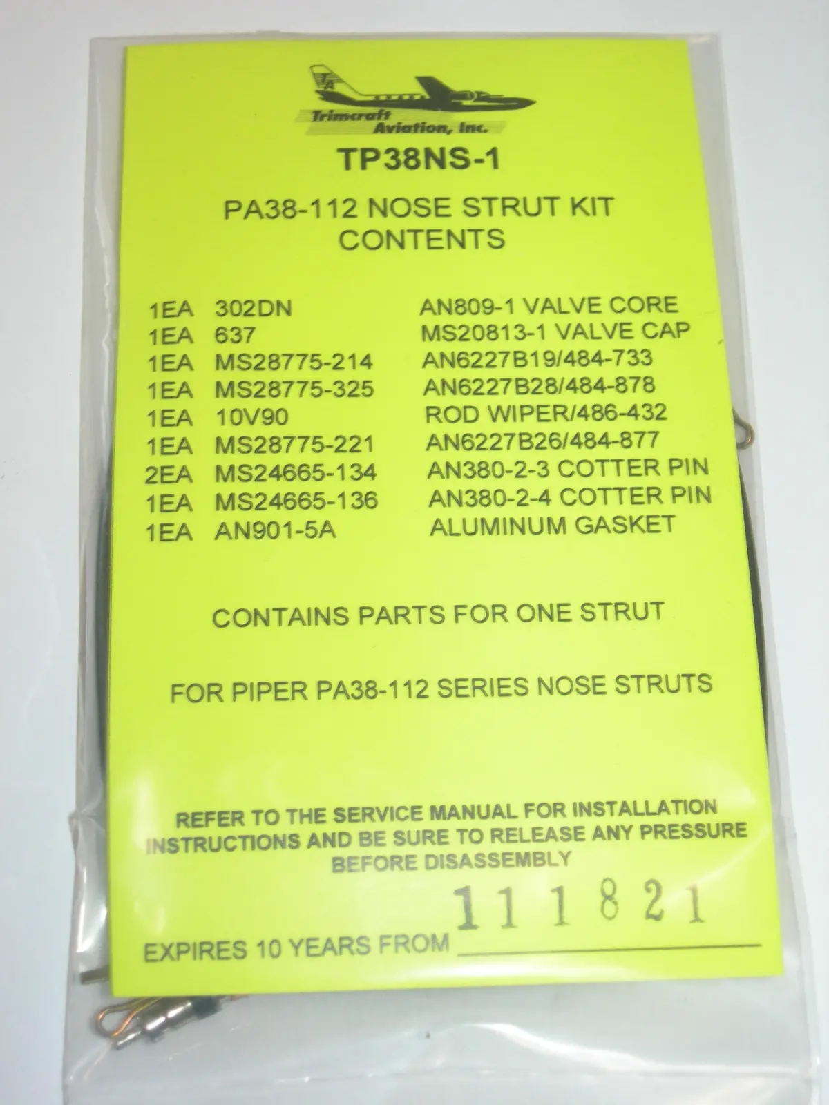 Kit, Nose Strut Seal, Pa38-112 1
