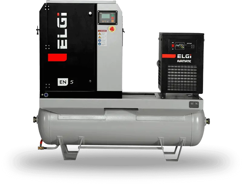Elgi En07 Rotary Screw Air Compressor – 10 Hp | Tank-Mounted With Refrigerated Dryer 1