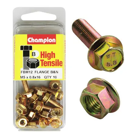 Champion Blister Flange Bolts And Nuts M5 X 16Mm- Fbm12 1