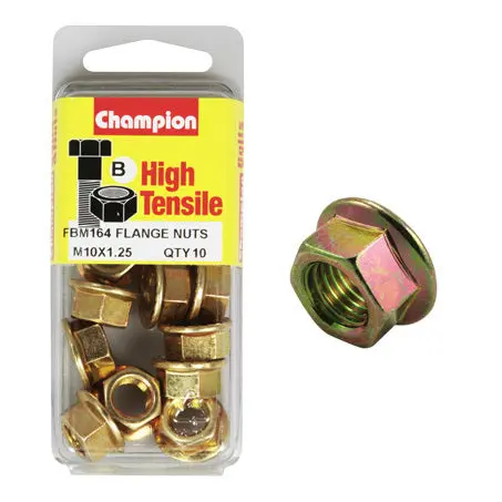 Champion Blister Flange Nuts M10 X 1.25Mm-Fbm164 1
