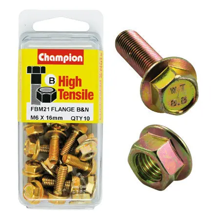 Champion Blister Flange Bolts And Nuts M6 X 16Mm-Fbm21 1