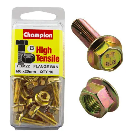 Champion Blister Flange Bolts And Nuts M6 X 20Mm-Fbm22 1
