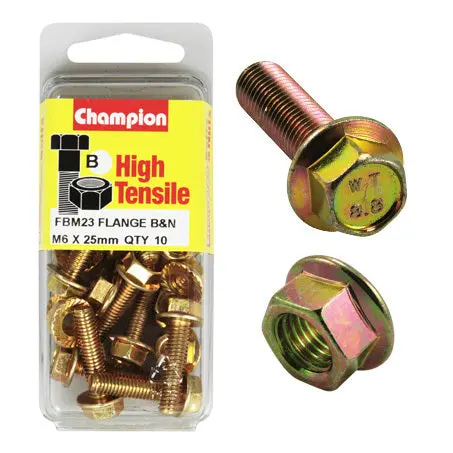 Champion Blister Flange Bolts And Nuts M6 X 25Mm-Fbm23 1