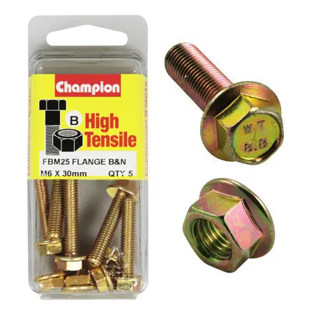 Champion Blister Flange Bolts And Nuts M6 X 30Mm-Fbm25 1