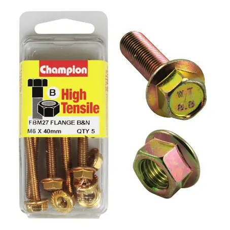 Champion Blister Flange Bolts And Nuts M6 X 40Mm-Fbm27 1