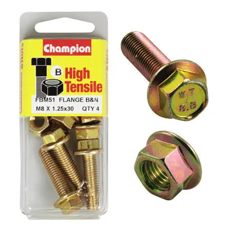Champion Blister Flange Bolts And Nuts M8 X 30Mm-Fbm51 1