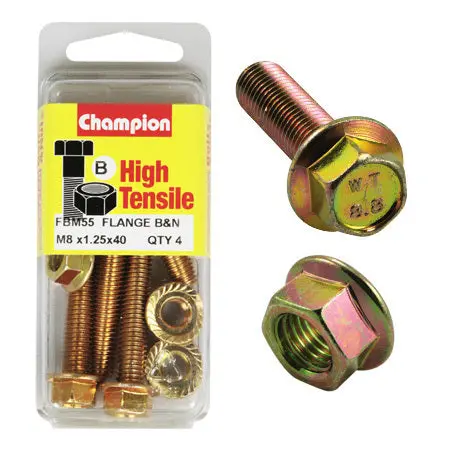 Champion Blister Flange Bolts And Nuts M8 X 40Mm-Fbm55 1