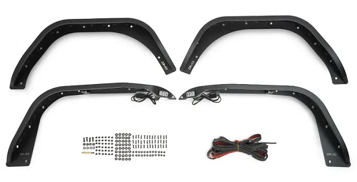 Dv8 Offroad Front & Rear Slim Fender Flares - Black Powdercoat For '18+ Jeep Wrangler Jl / Jlu 1