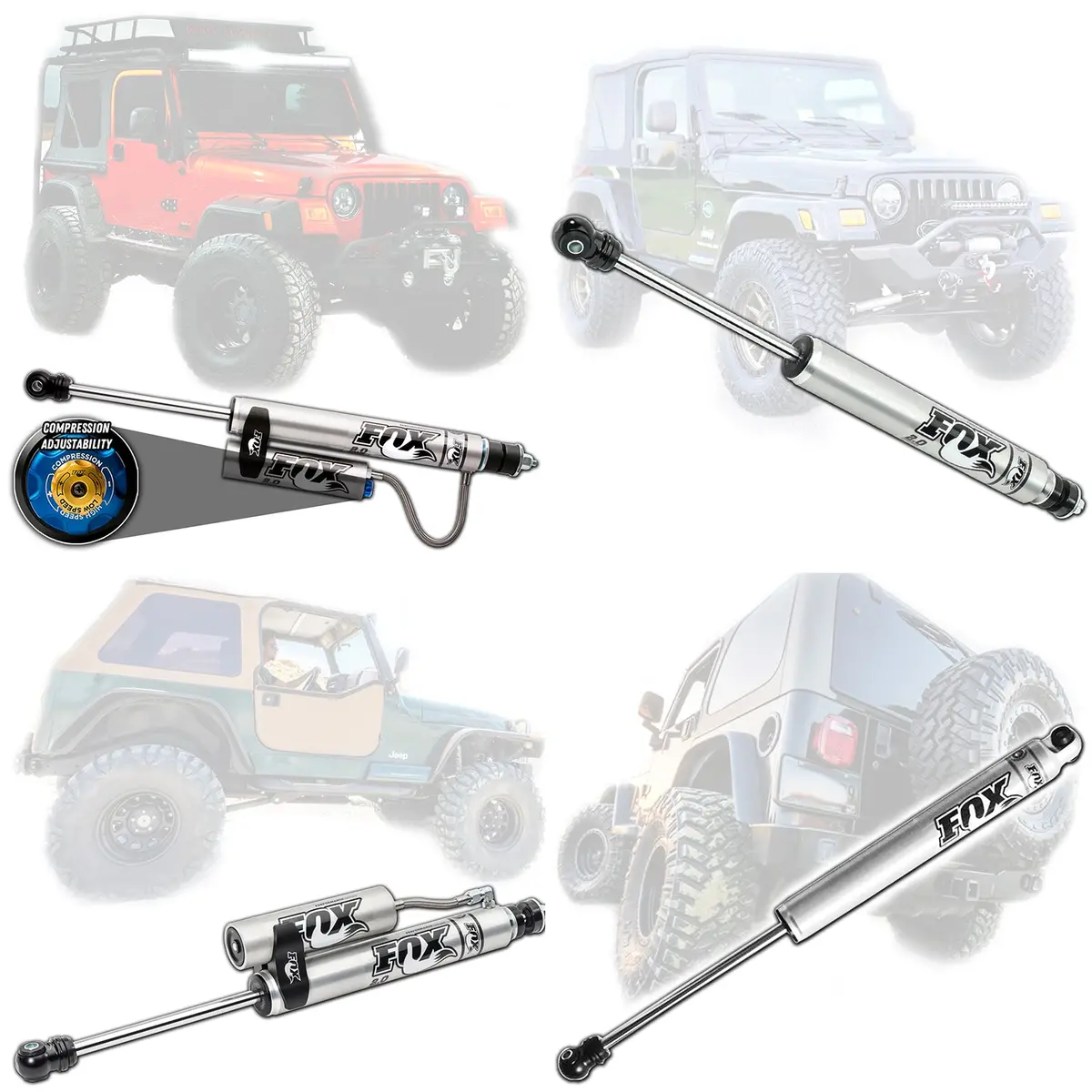 Fox 2.0 Performance Series Shocks For 1997-2006 Jeep Wrangler Tj Lj 1