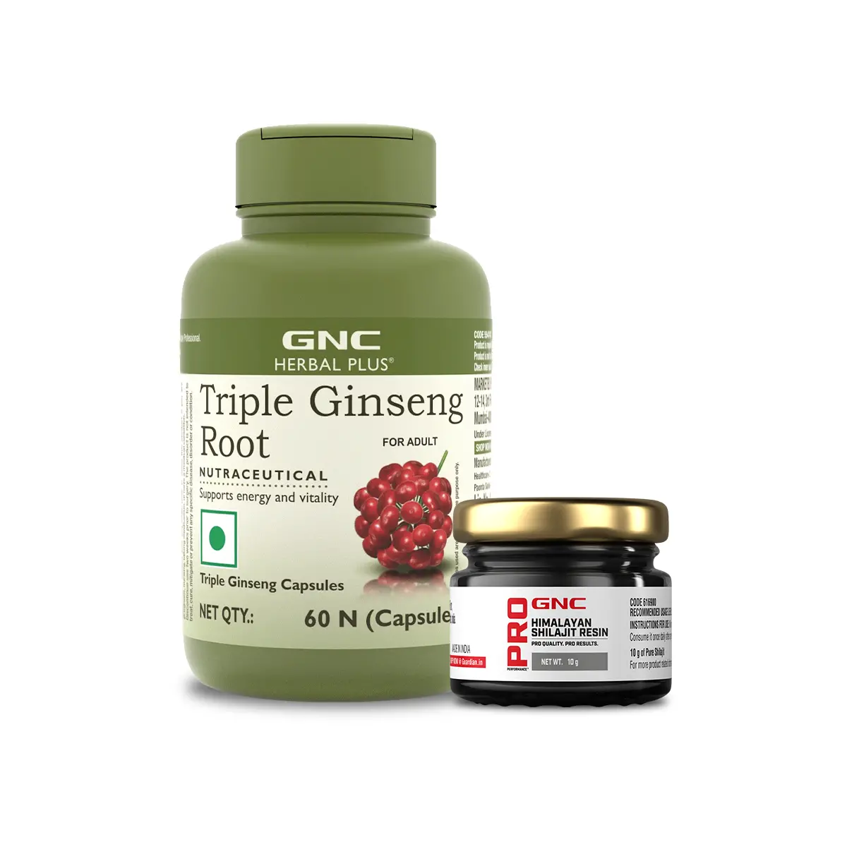 Gnc Herbal Plus Triple Ginseng + Pure Himalayan Shilajit Resin 1