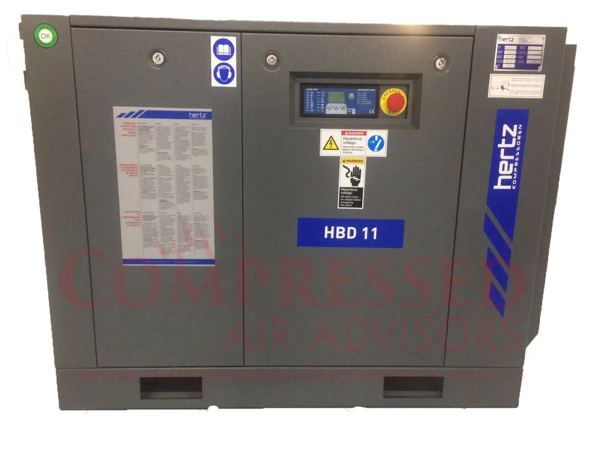 Hertz Kompressoren Hbd 11 - 15Hp Rotary Screw Air Compressor, Base Mount 63 Cfm @ 125 Psi, 10 Year Warranty Available 1