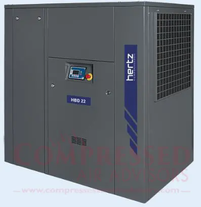 Hertz Kompressoren Hbd 22 - 30Hp Belt Driven Rotary Screw Air Compressor, Base Mounted, 127 Cfm @ 125 Psi, 10 Year Warranty Available 1