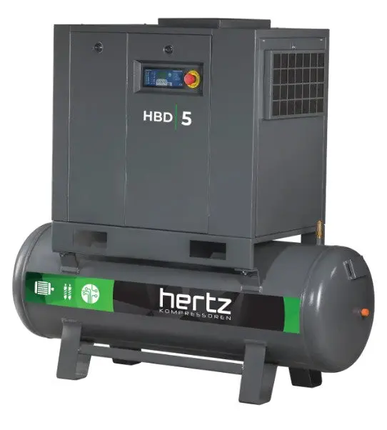 Hertz Kompressoren Hbd 7 Tmd - 10Hp Belt Driven Rotary Screw Air Compressor, 120 Gallon Air Receiver,  40 Cfm @ 125 Psi 1
