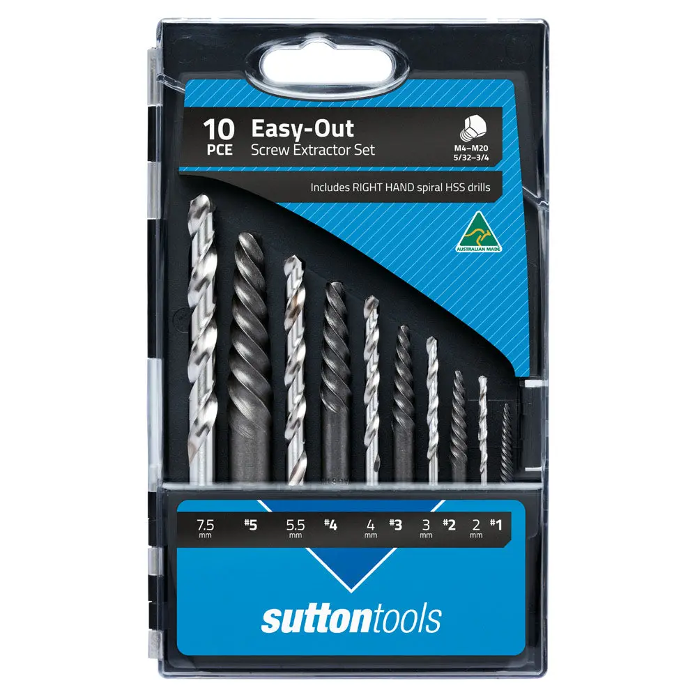 Sutton Extractor Set M603 10Pce 2.0-7.5Mm L/H Drill M603s20l 1