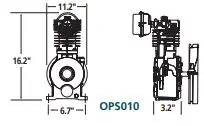 Powerex Ops010 -1 & 1.5 Hp Air Compressor Oilless Reciprocating Bare Pump 3.6/5.3 Cfm @ 100 Psi, 1 Cylinder With Flywheel 1