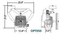 Powerex Opt050 - 5Hp Air Compressor Oilless Reciprocating Bare Pump 18.2 Cfm @ 100 Psi, 2 Cylinder With Flywheel 1
