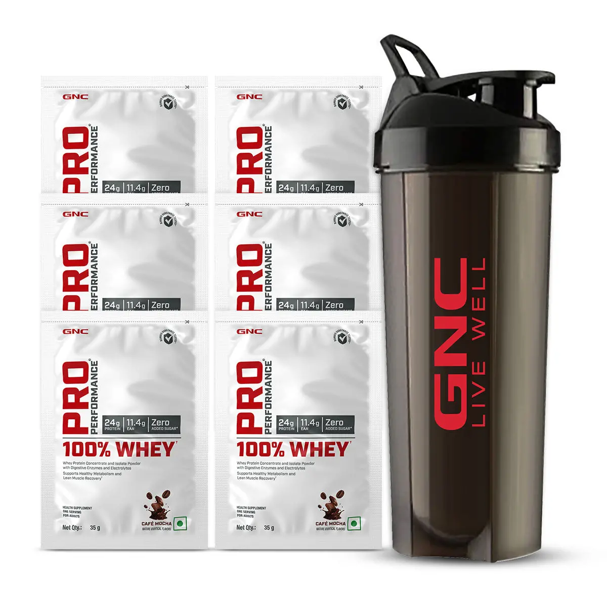 Gnc 100% Whey Protein Sachets With Black Shaker 4