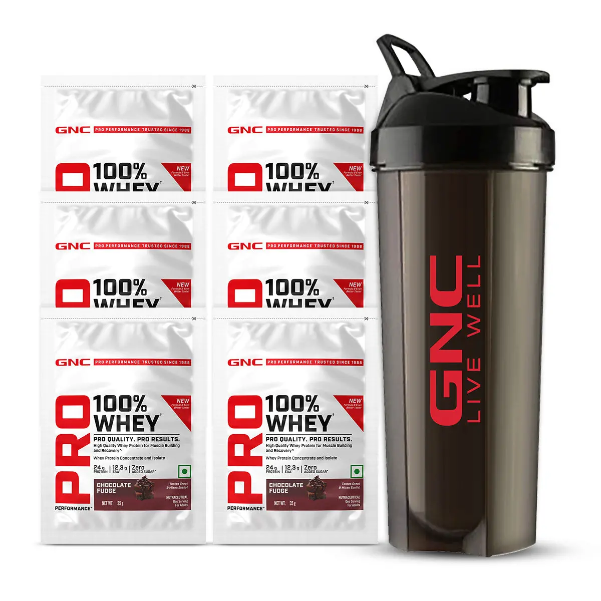 Gnc 100% Whey Protein Sachets With Black Shaker (New Formulation) 2