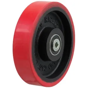 Red Poly 200Mm Tyre- Cast Iron Centered Wheel 1" Bore Pu876-1 1