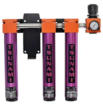 Tsunami - Air Filtration Package #6 Water Separator, Oil Coalescing Filter, Activated Carbon Filter (3-Stage) W/ Regulator 1