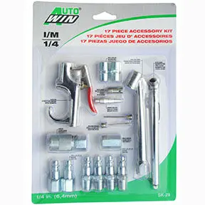 17Pc. Blow Gun, Tire Gauge And Steel Coupler Set 1