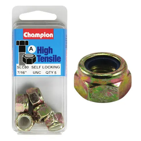 Champion Blister Nyloc-Self Locking Nuts 7/16 “-Slc80 1