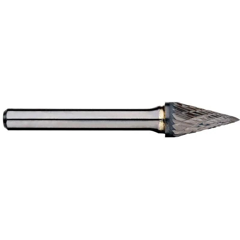 Alpha 1/4In Pointed Cone Carbide Burr, 1/4In Shank Dia.Sm-3Dc 1